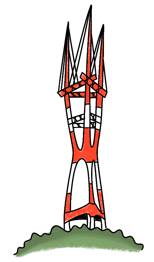 Sutro Tower, hand-drawn